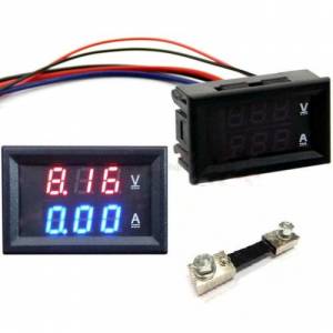 Dijital Panel Voltmetre ve Ampermetre dc 0-100V 100A ( 100A lik Shunt dahil )