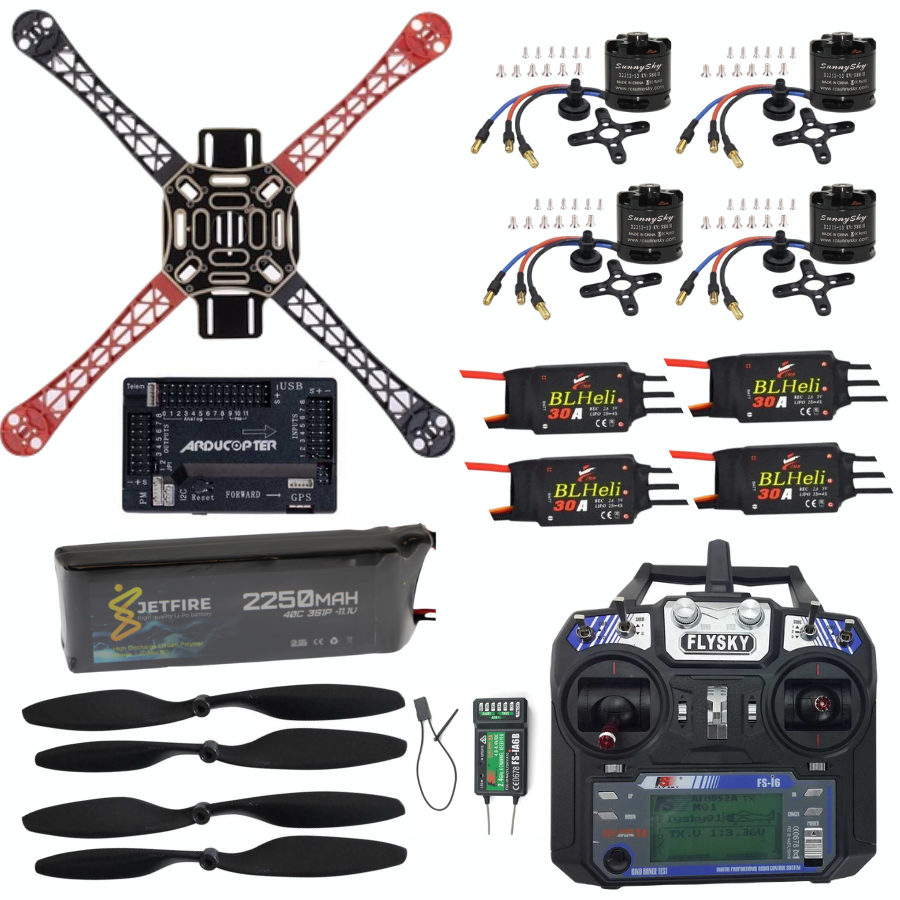 SunnySky F450 Drone Seti Combo Paket 6 kanal FlySky kumanda veAPM 2.8 Uçuş Kartlı