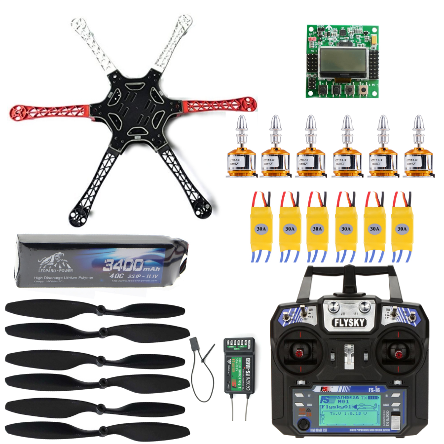 F550 Multikopter Hexacopter Seti Combo Paket  6 kanal Kumanda   ve KK2. 1.5 Uçuş kontrol Kartı