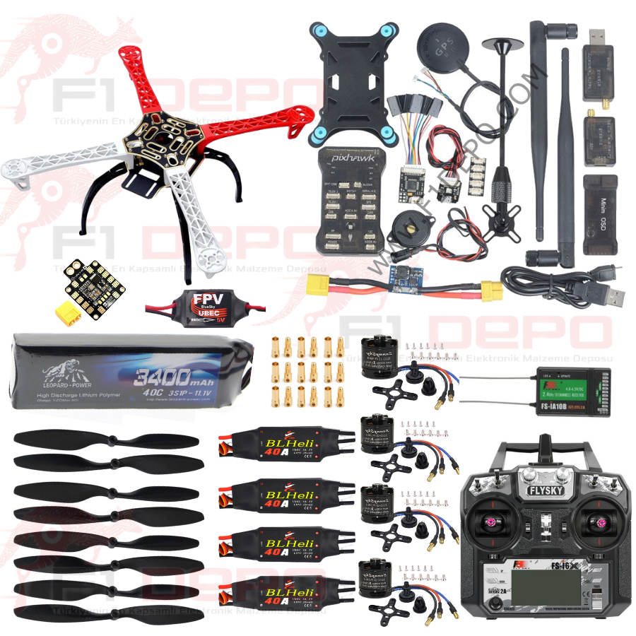 F450 Drone Kiti Pixhawk Full Set 10 kanal kumandalı