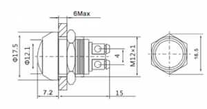 12 mm Su Geçirmez Push Button Anahtar