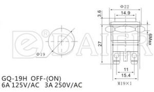 19 mm Su Geçirmez Metal Push Button Anahtar