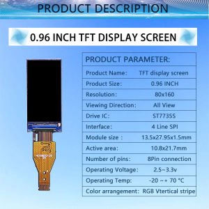 İps 0.96 inc 160x80 Rgb 65k Renkli Lcd Ekran ST7735S 8 pin