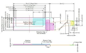 0.91 İnç 128x32 Oled Ekran 14 Pin