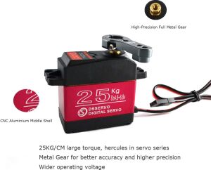 DSSERVO DS3225 Pro  25KG Su Geçirmez Dijital Servo Motor 180° 28KG/0.09sn@6.8V