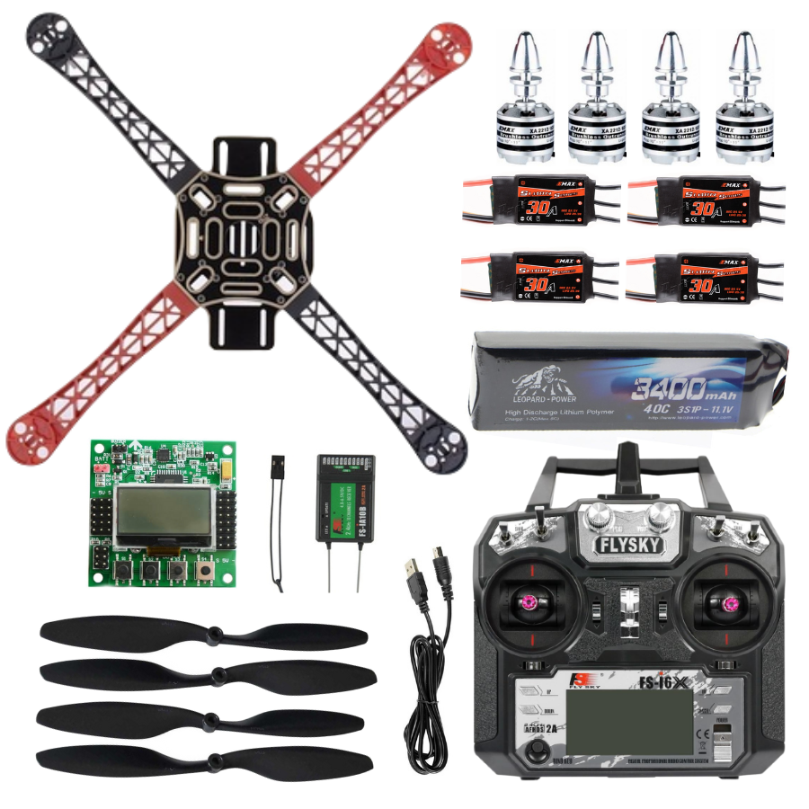 EMAX F450  Drone Seti Combo Paket 10 kanal kumanda ve KK2. 15 Uçuş Kartlı