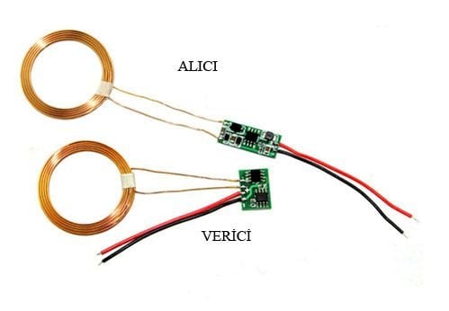Kablosuz Şarj Devresi ve Elektrik Aktarımı 5V 1A - Wireless Charger Module Kit