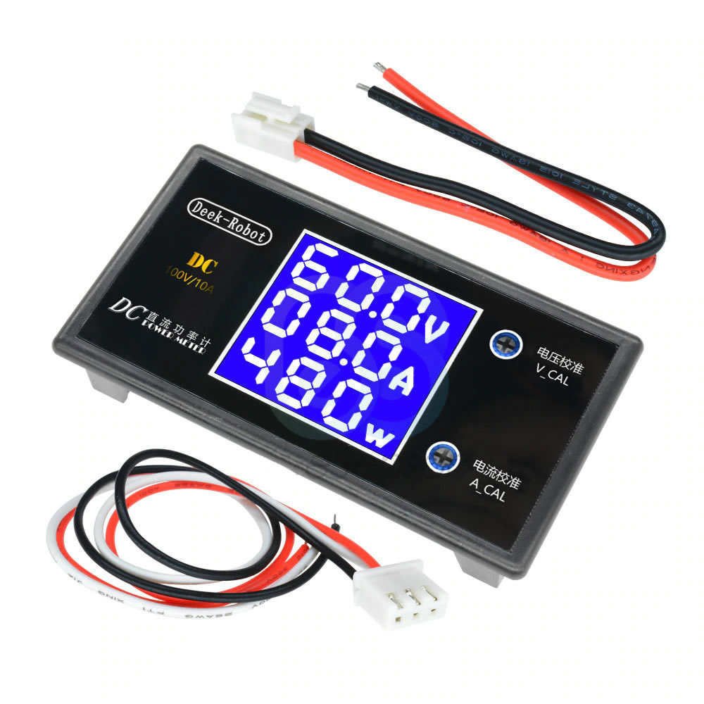 DC 0-100V 10A Digital Voltmetre Ampermetre ve Wattmetre 0-10A, 0-1000W Wattmetre Mavi Lcd